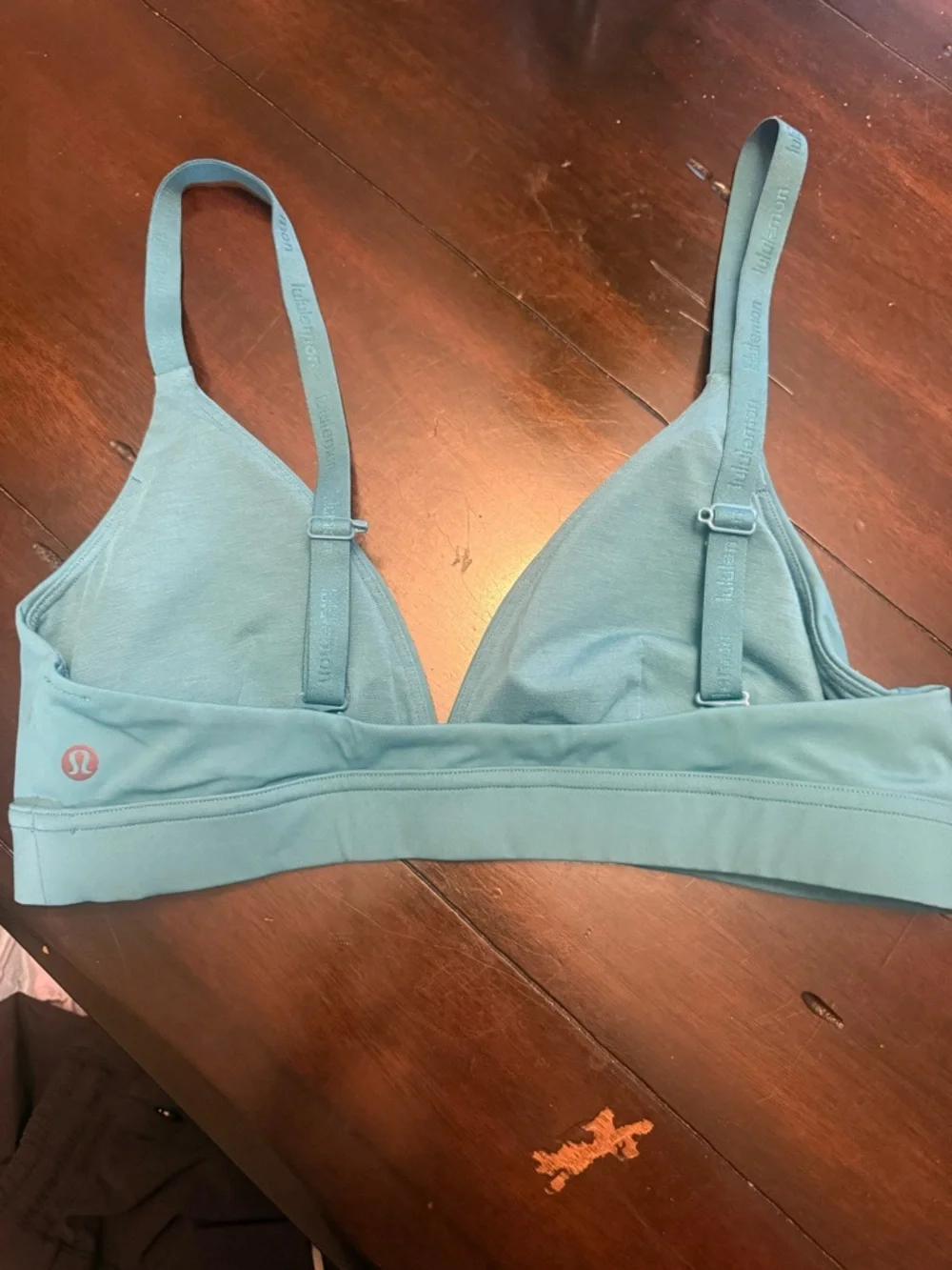 Lululemon Triangle Sports Bra Size 10 Teal Adjustable Straps‎ Light Support Yoga